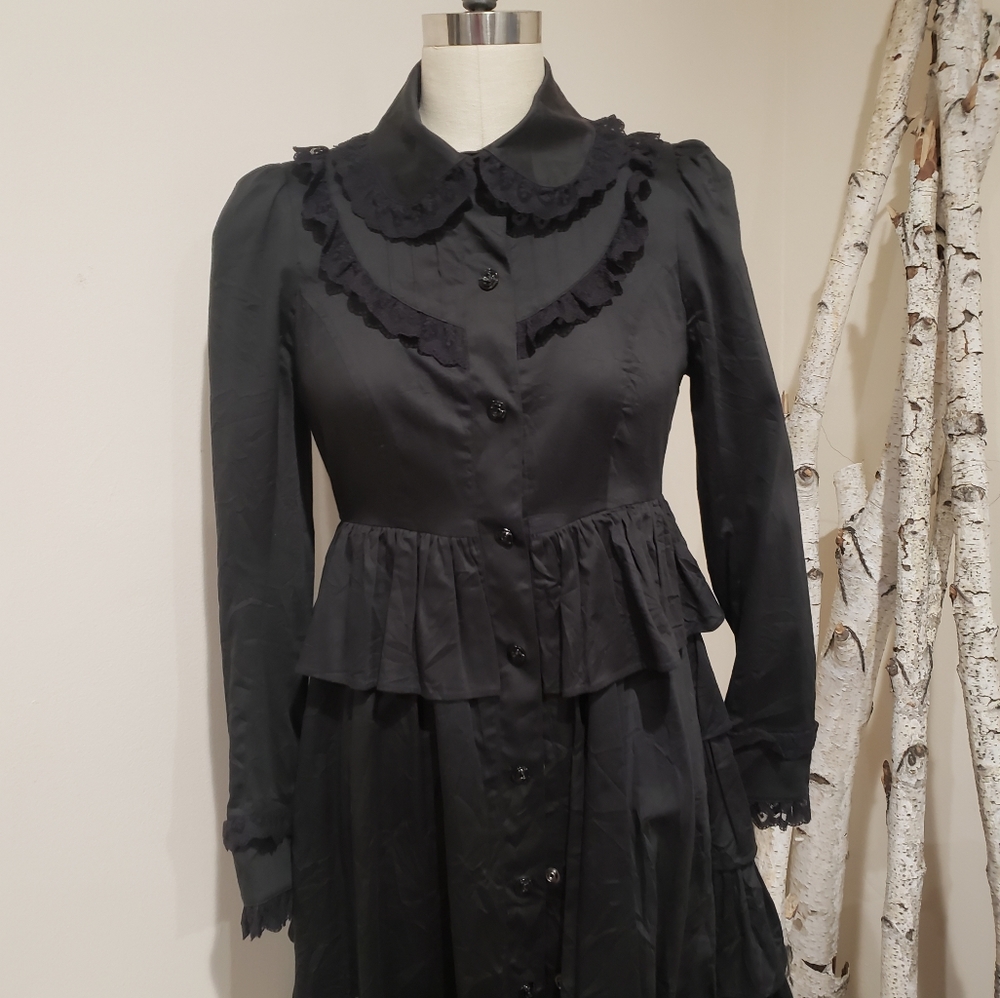 Black Lolita Gothic Dress Coat - lace and roses🖤